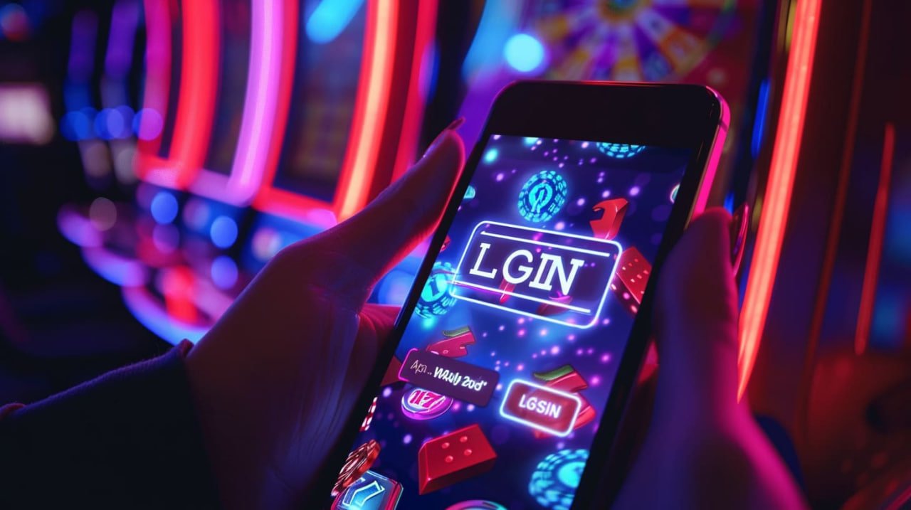 မိုဘိုင်းဖုန်းဖြင့် Casino APP ကစားနေသောပုံ